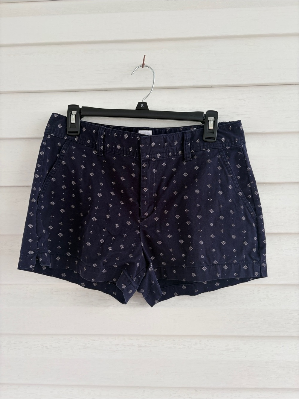 GAP Navy City Short Navy Blue Geometric Print Chino Preppy Summer Nautical